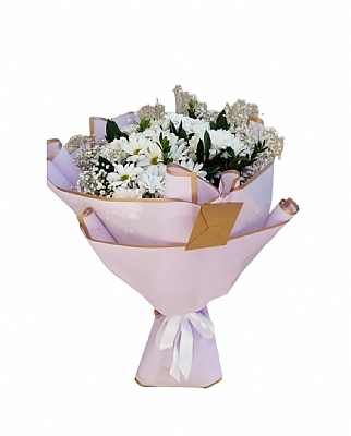 Beyaz Cipsolu Papatya Buketi